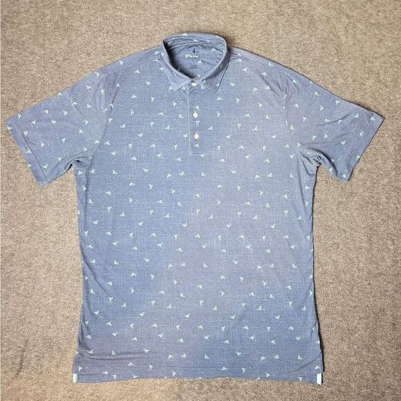 Johnnie-O Salud Top Shelf Men's Size L Performance Golf Polo Shirt In Lake With - Picture 1 of 13